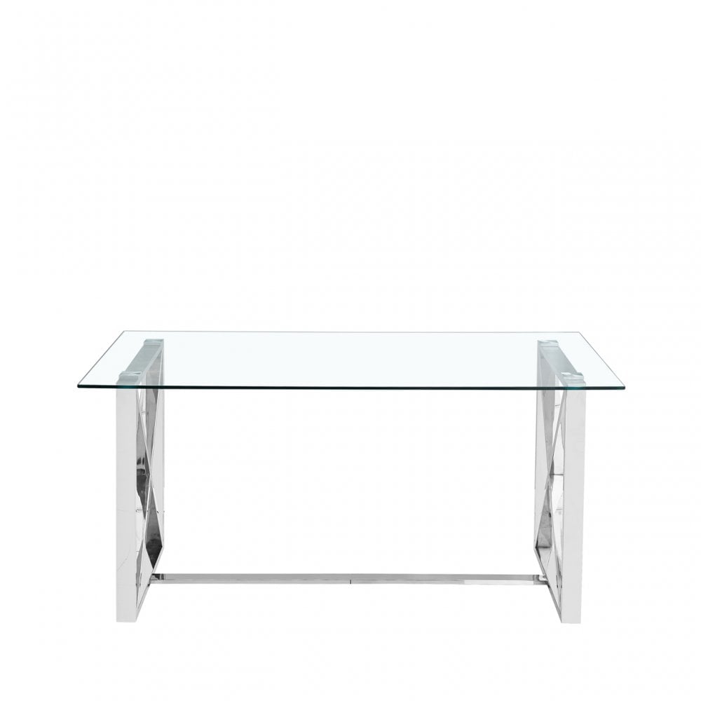 Zenith Stainless Steel Dining Table Glass Top - 2 Parts