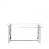 Zenith Stainless Steel Dining Table Glass Top - 2 Parts