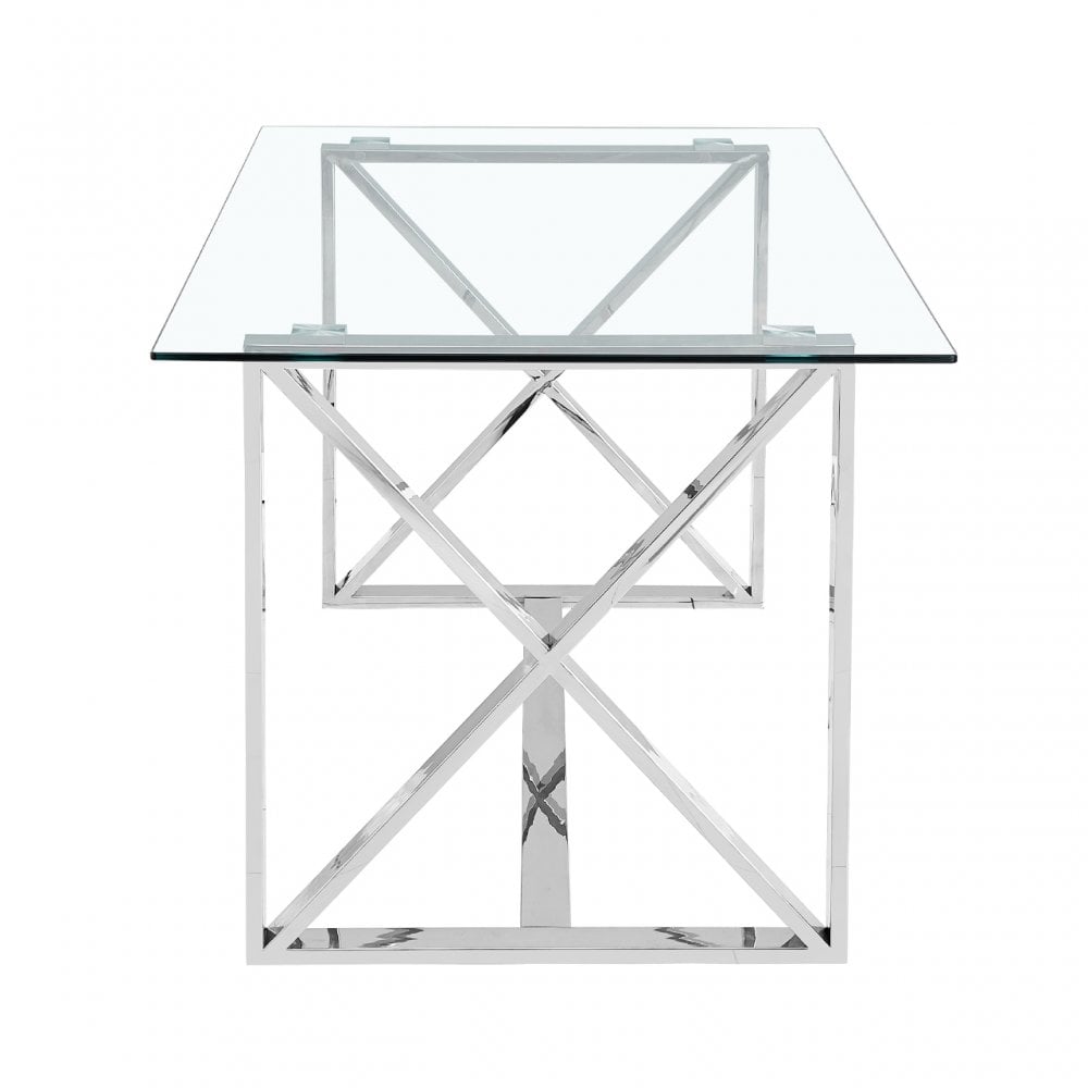 Zenith Stainless Steel Dining Table Glass Top - 2 Parts