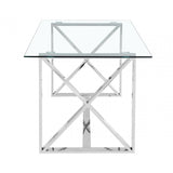 Zenith Stainless Steel Dining Table Glass Top - 2 Parts