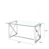 Zenith Stainless Steel Dining Table Glass Top - 2 Parts