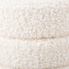 White Boucle Round Ottoman with Chrome Base