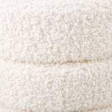 White Boucle Round Ottoman with Chrome Base