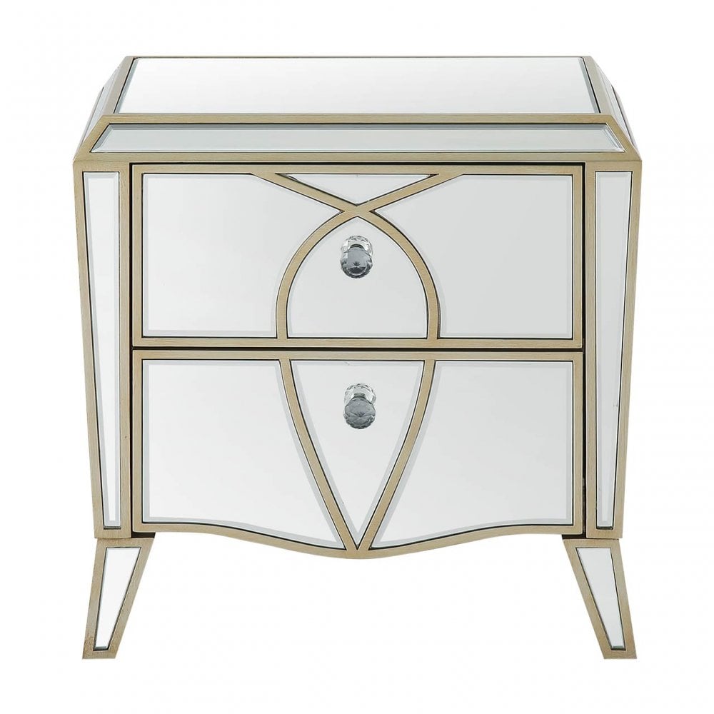 Pristina 2 Drawer Mirror Cabinet Champagne