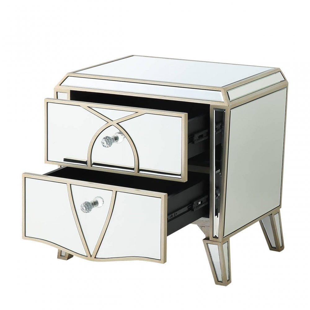 Pristina 2 Drawer Mirror Cabinet Champagne