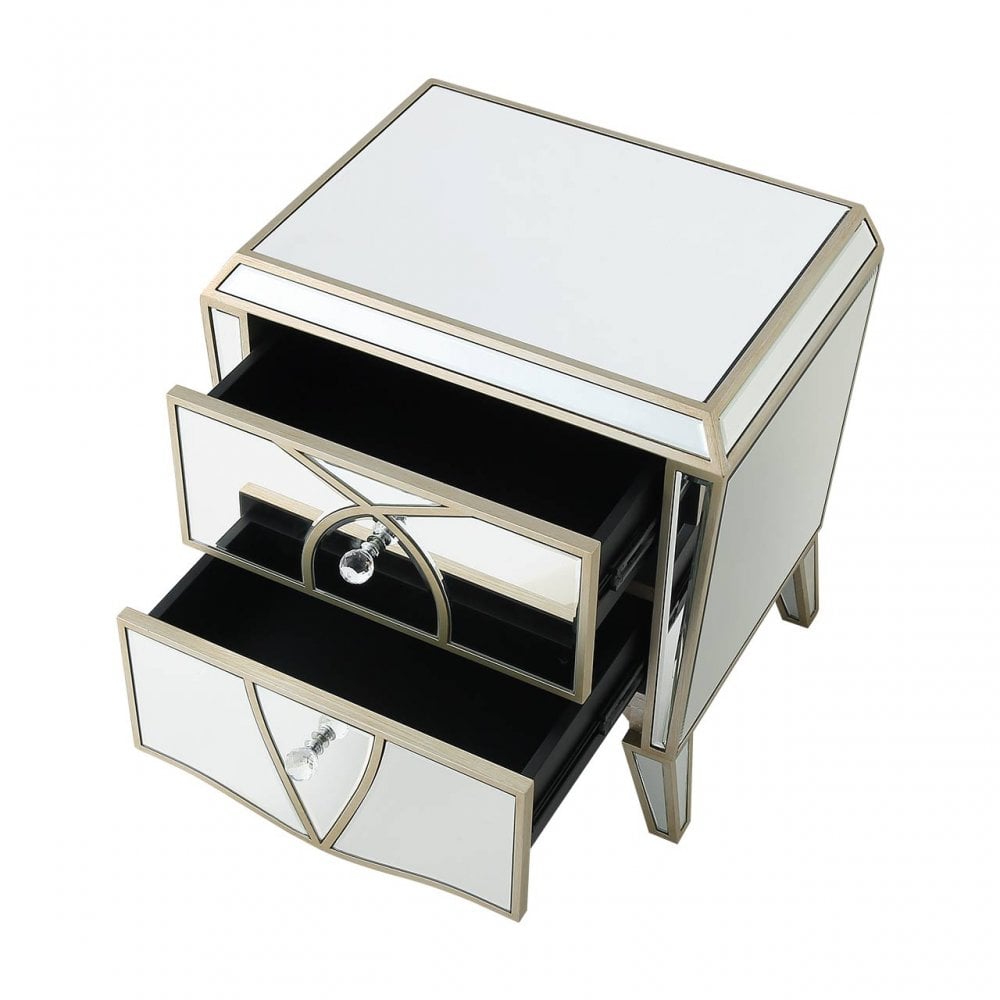 Pristina 2 Drawer Mirror Cabinet Champagne