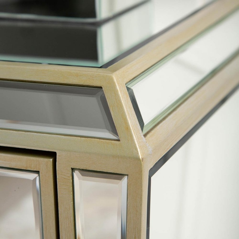 Pristina 2 Drawer Mirror Cabinet Champagne