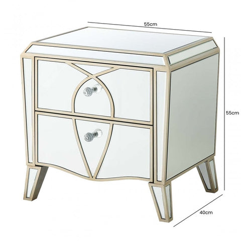 Pristina 2 Drawer Mirror Cabinet Champagne