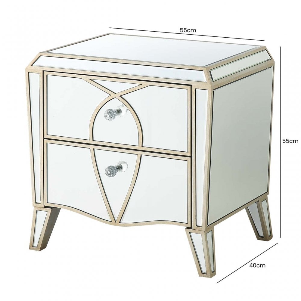 Pristina 2 Drawer Mirror Cabinet Champagne