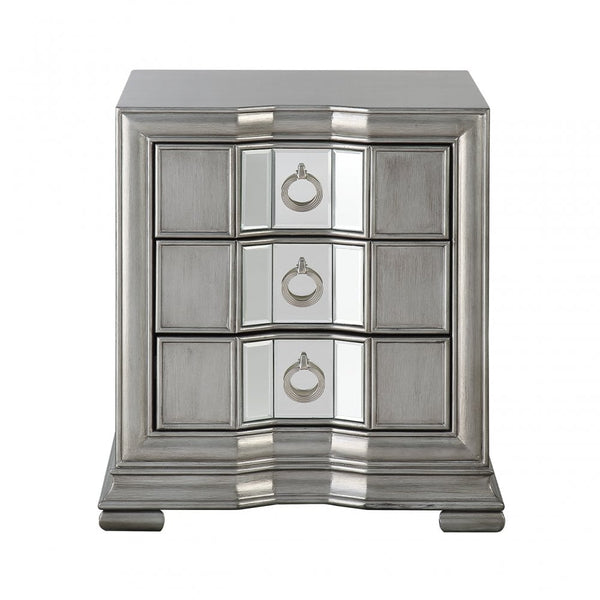 Lucca 3 Drawer Mirror Cabinet Grey