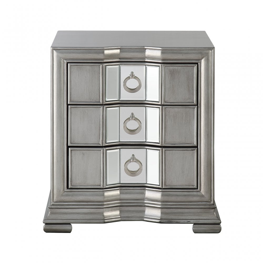 Lucca 3 Drawer Mirror Cabinet Grey