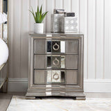 Lucca 3 Drawer Mirror Cabinet Grey