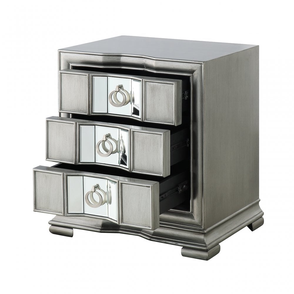 Lucca 3 Drawer Mirror Cabinet Grey