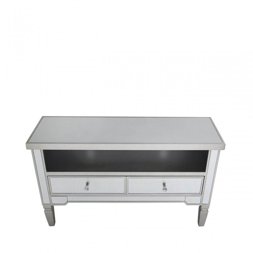 Vista 2 Drawer Champagne Wood Mirror Entertainment Unit