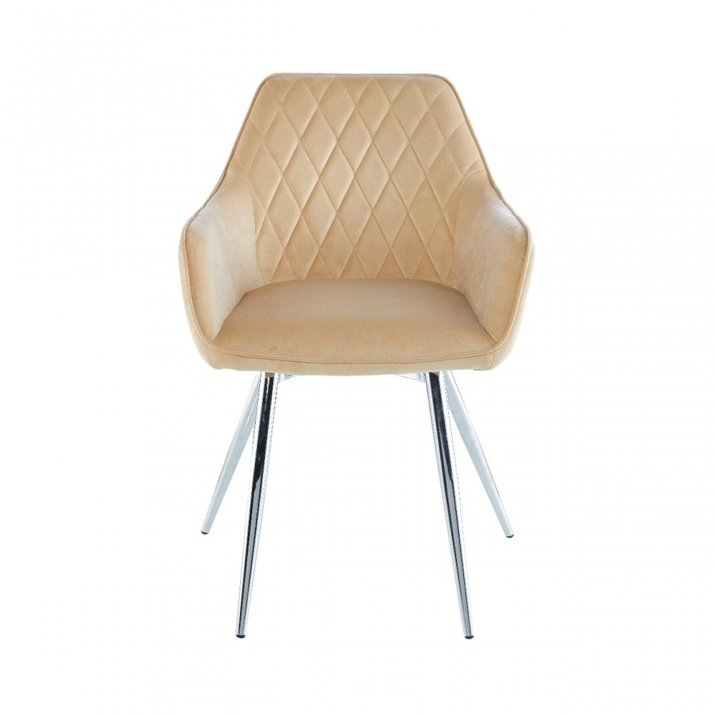 Quinn Dining Chair Champagne Velvet With Chrome Legs
