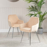 Quinn Dining Chair Champagne Velvet With Chrome Legs