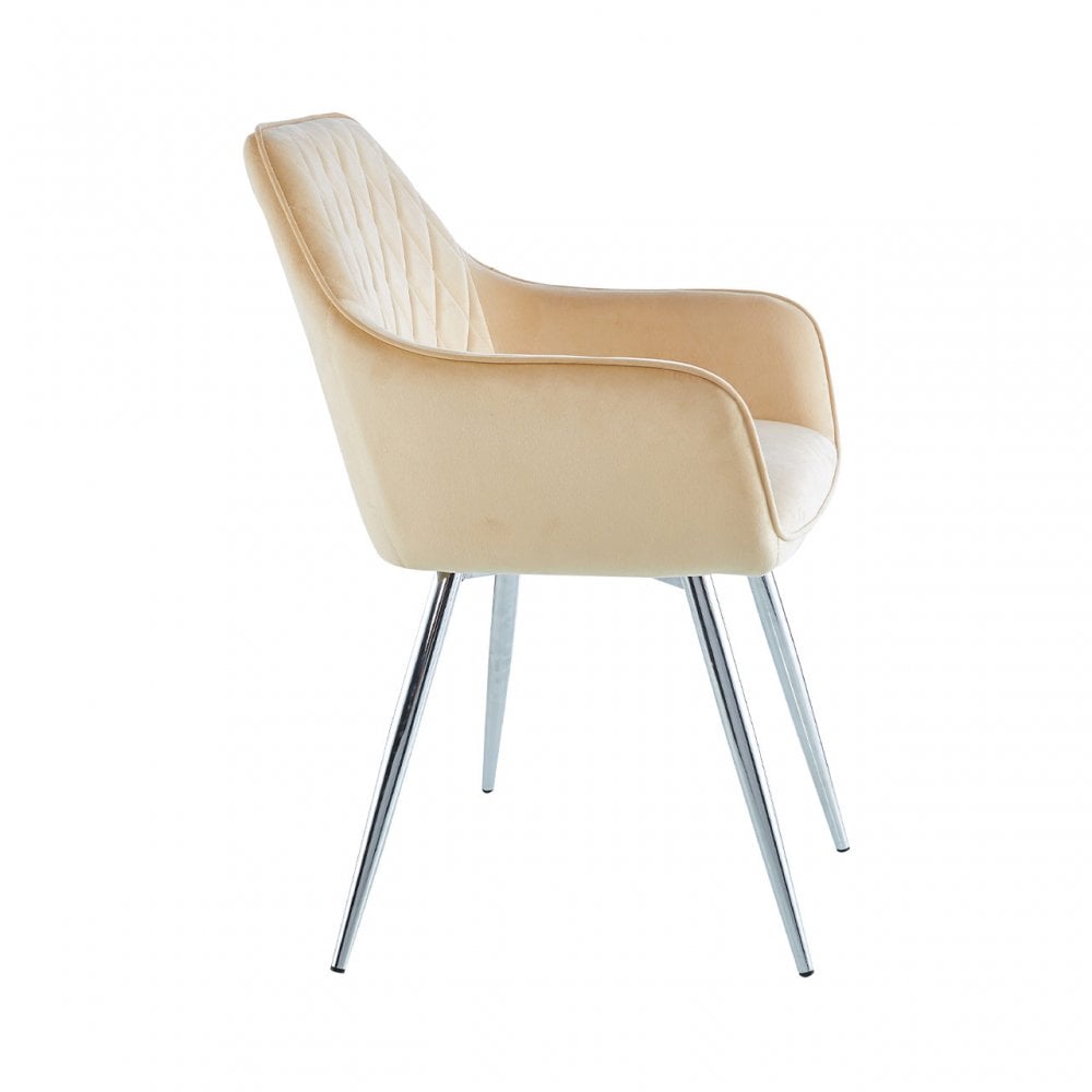 Quinn Dining Chair Champagne Velvet With Chrome Legs