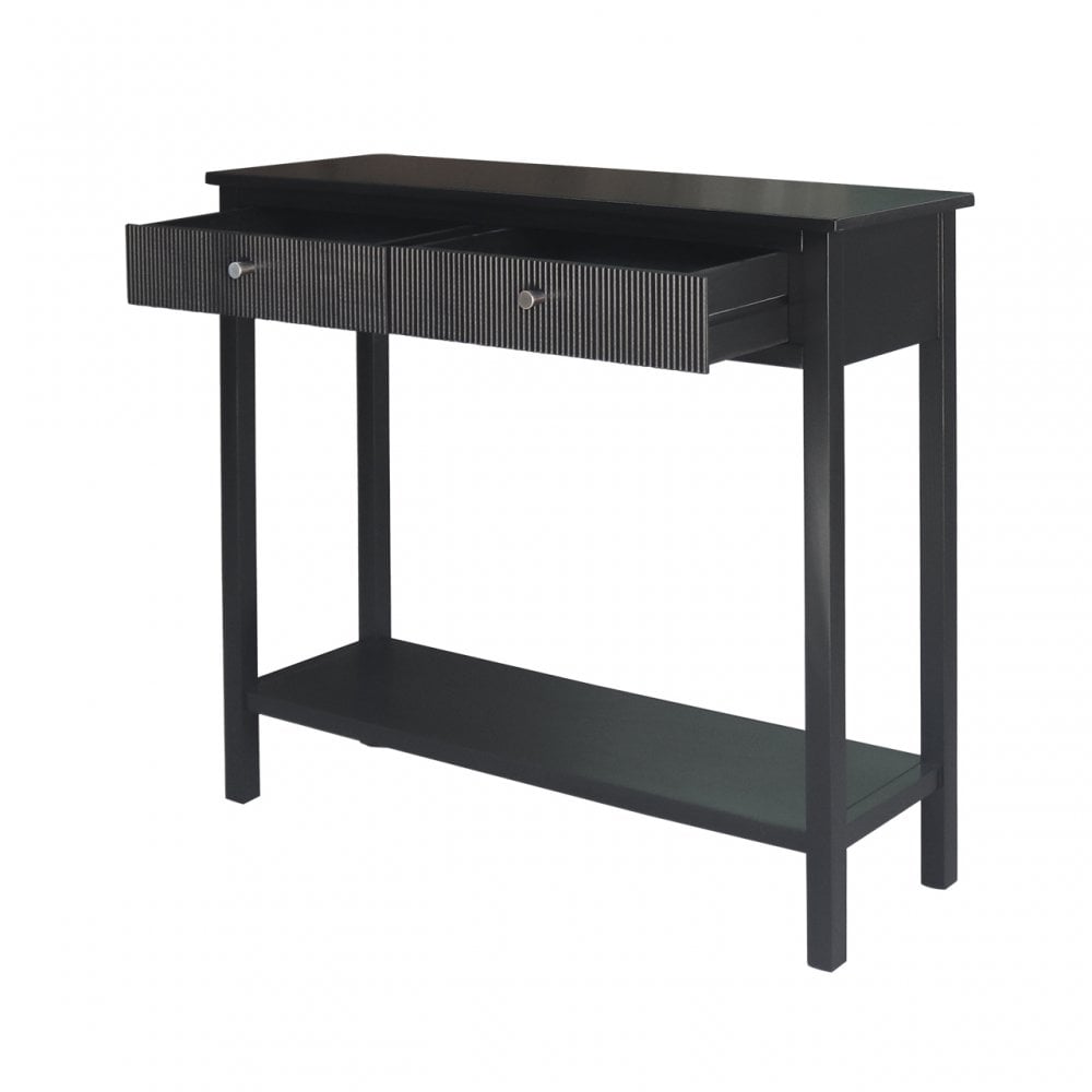 Lindon 2 Drawer Console Table Black - KD includes 2 sets of Handle in Nickel and Gold