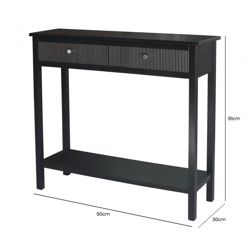 Lindon 2 Drawer Console Table Black - KD includes 2 sets of Handle in Nickel and Gold
