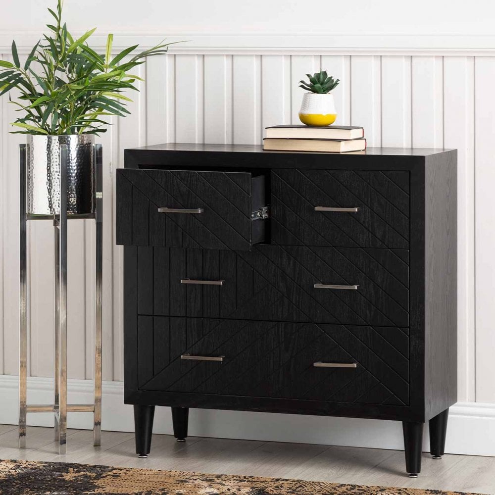 Solano 4 Drawer Chest Black - KD Legs