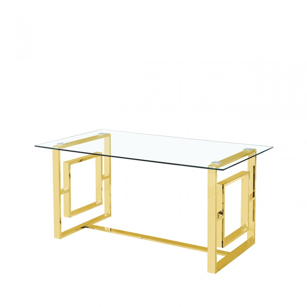Apex Gold Metal Dining Table Glass Top - 2 Parts