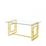 Apex Gold Metal Dining Table Glass Top - 2 Parts