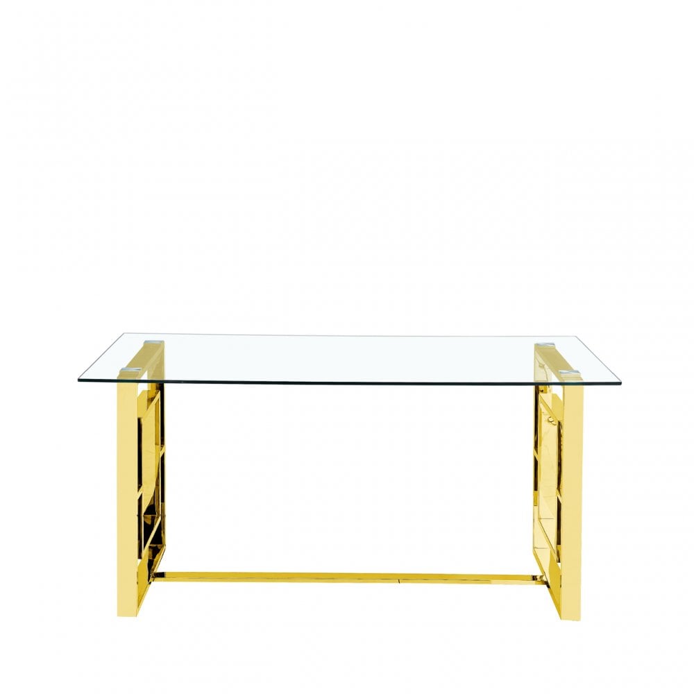 Apex Gold Metal Dining Table Glass Top - 2 Parts