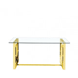 Apex Gold Metal Dining Table Glass Top - 2 Parts