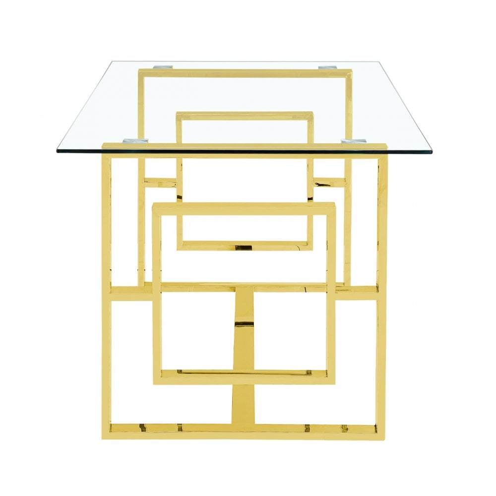 Apex Gold Metal Dining Table Glass Top - 2 Parts