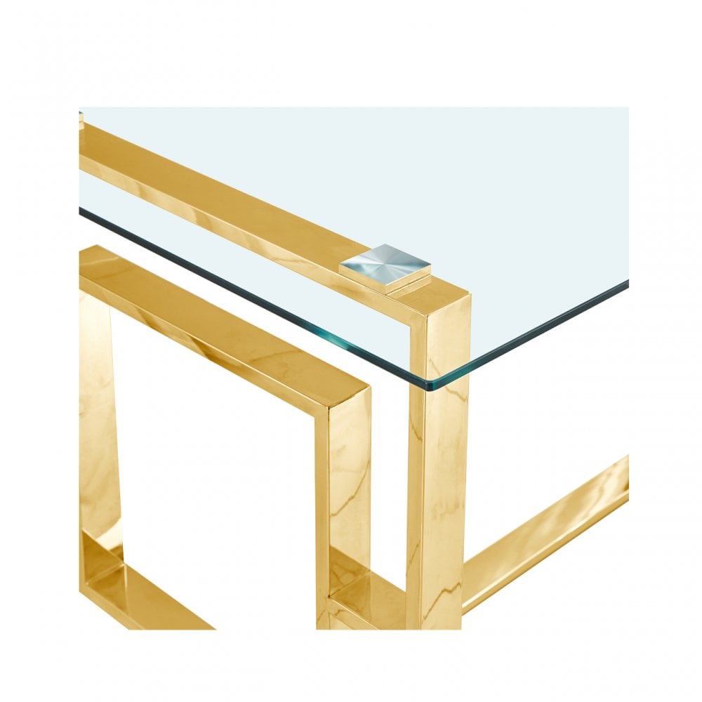 Apex Gold Metal Dining Table Glass Top - 2 Parts
