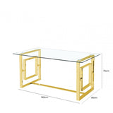 Apex Gold Metal Dining Table Glass Top - 2 Parts
