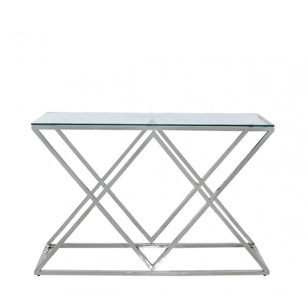 Imperia Stainless Steel Console Table Glass Top
