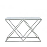 Imperia Stainless Steel Console Table Glass Top