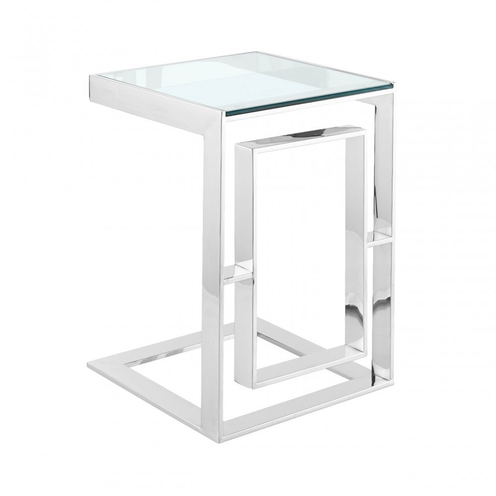 Apex Stainless Steel Sofa Table Clear Glass