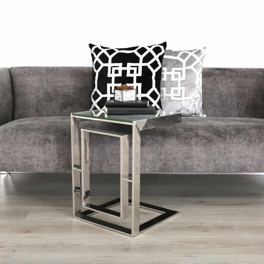 Apex Stainless Steel Sofa Table Clear Glass