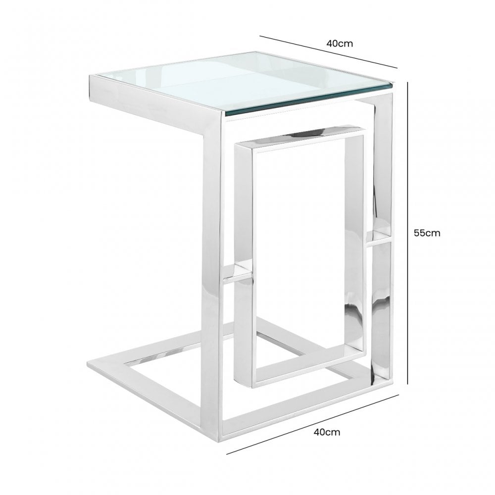 Apex Stainless Steel Sofa Table Clear Glass