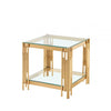 Cohen Gold Steel Tubes &amp; Clear Glass End Table