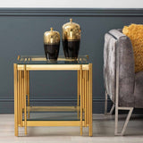 Cohen Gold Steel Tubes &amp; Clear Glass End Table