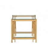 Cohen Gold Steel Tubes &amp; Clear Glass End Table