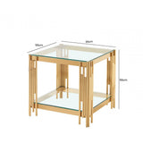 Cohen Gold Steel Tubes &amp; Clear Glass End Table