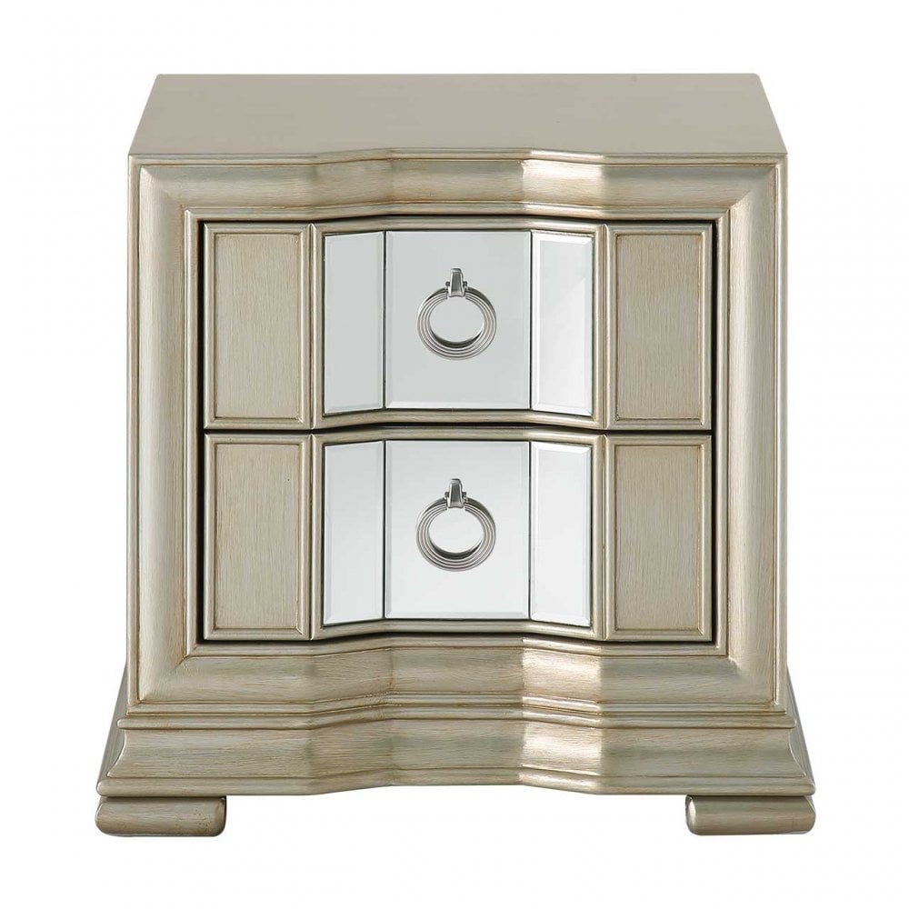 Lucca 2 Drawer Mirror Cabinet Champagne