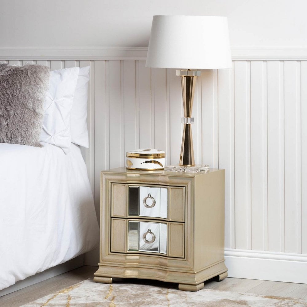 Lucca 2 Drawer Mirror Cabinet Champagne