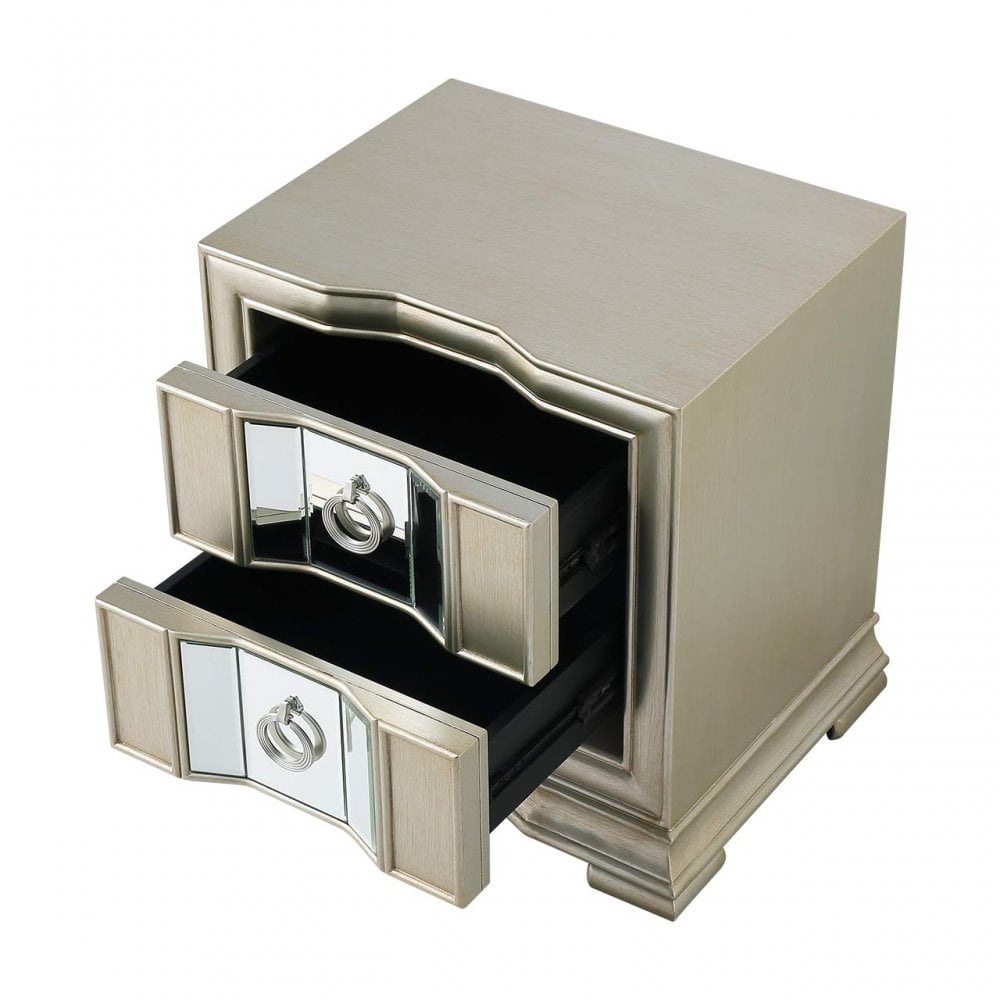 Lucca 2 Drawer Mirror Cabinet Champagne
