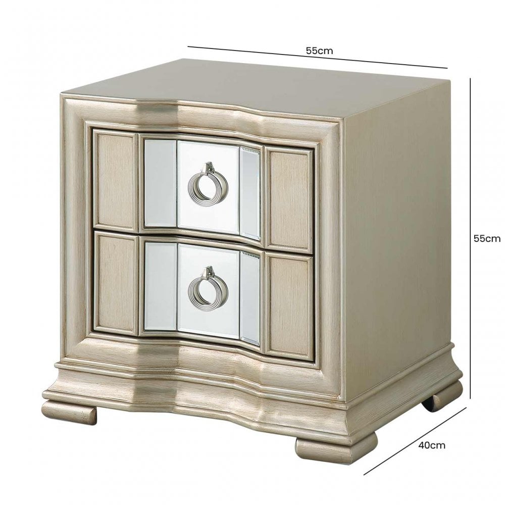 Lucca 2 Drawer Mirror Cabinet Champagne