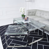 Set Of 3 Harry Tables 2 End 1 Coffee S.Steel Gls Top (2 PARTS)