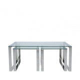 Set Of 3 Harry Tables 2 End 1 Coffee S.Steel Gls Top (2 PARTS)