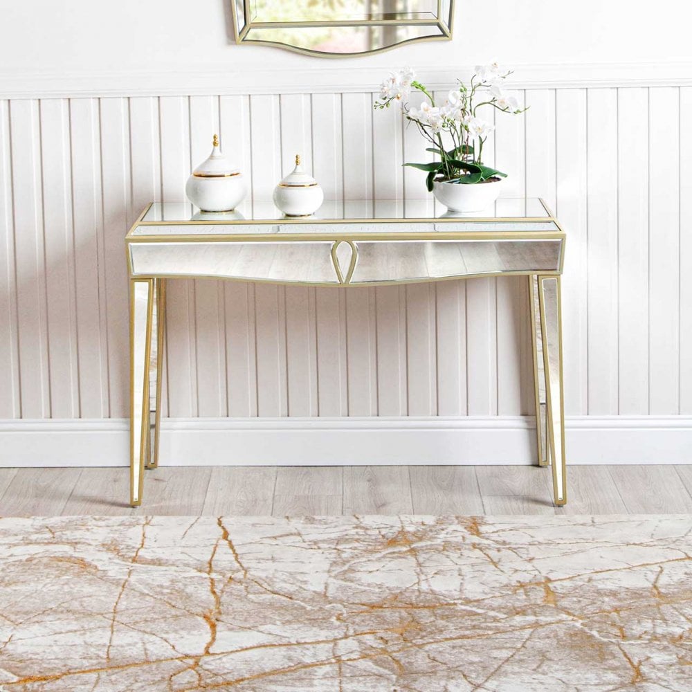 Pristina 120cm Mirror Console Table Champagne