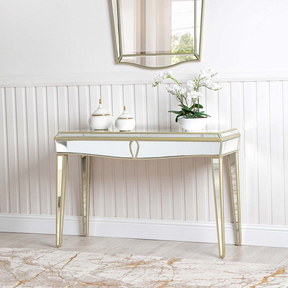 Pristina 120cm Mirror Console Table Champagne
