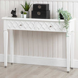 Casablanca 2 Drawer Console Table White Wood Mirror Top