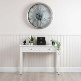 Casablanca 2 Drawer Console Table White Wood Mirror Top